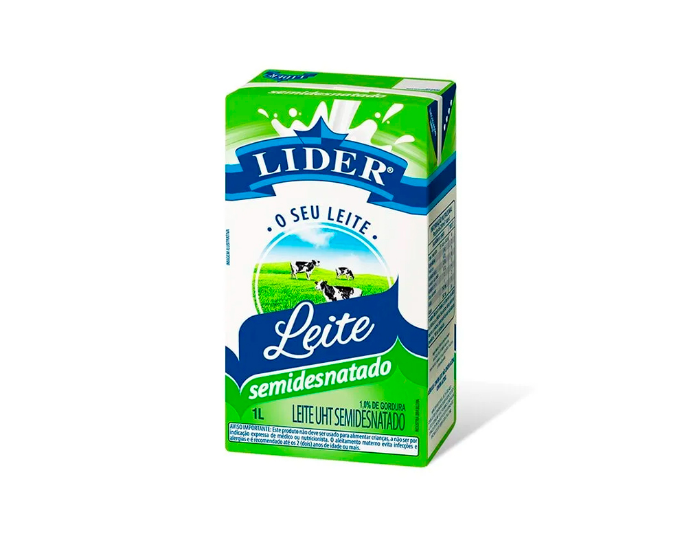 LEITE SEMIDESNATADO LIDER 1 L (CX 12 UN)